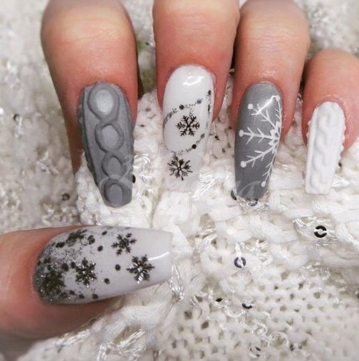 Снежни маникюри - зимно вълшебство върху ноктите (Снимки):