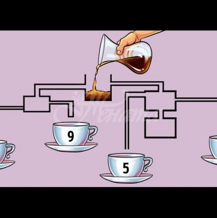 Тази кафе-загадка остави без сън хиляди в мрежата: Коя чаша ще се напълни първа от каната? 