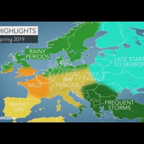 Световноизвестна метеорологична служба даде дългосрочна прогноза за времето през пролетта в Европа