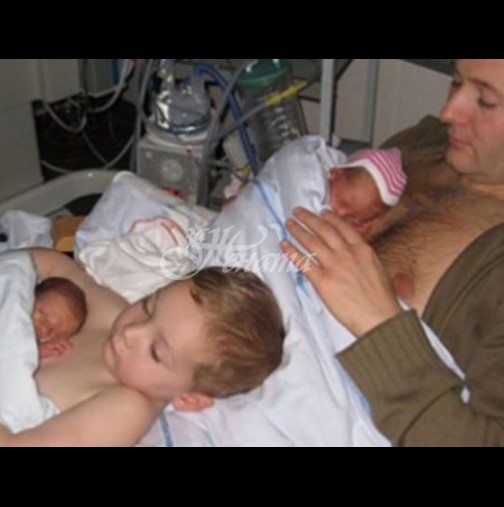Милиони видяха снимки на малко момче, помагащо на татко да топли новородените