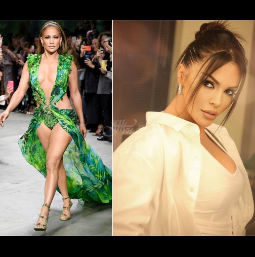 Галена облече култовата Versace-рокля на Дженифър Лопес с деколте до пъпа - на коя ѝ стои по-добре? (Снимки):