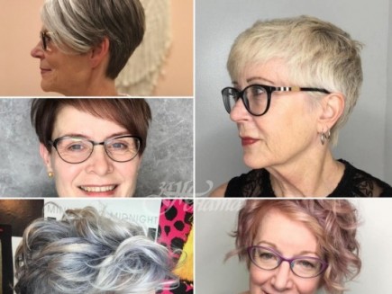 Къси прически за жени с очила 