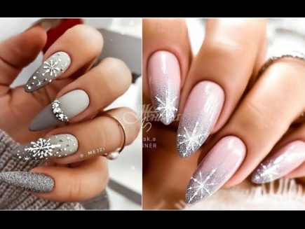Зимен дизайн за дългите нокти (Снимки):