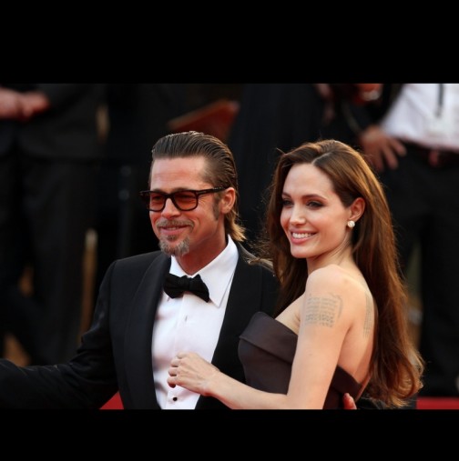 Анджелина Джоли прекара нощта при бившия си съпруг с бутилка вино и без децата (Снимки):