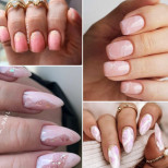 Нежен маникюр в цвят розов кварц (Снимки):