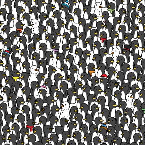 Тест, който могат да направят само хора с много остро зрение: намерете котките сред пингвините!