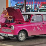 Пеперудена фея събра погледите на бензиностанция в София