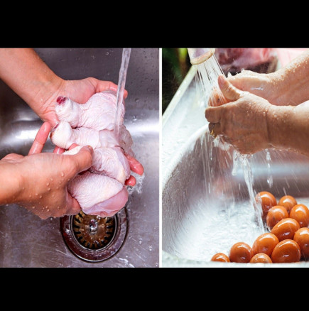 Ужасна грешка правите, ако миете пилето под течаща вода преди готвене, яйцата също-Ето как се прави правилно!