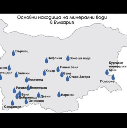 Карта с най-известните минерални извори на България и какви проблеми лекуват