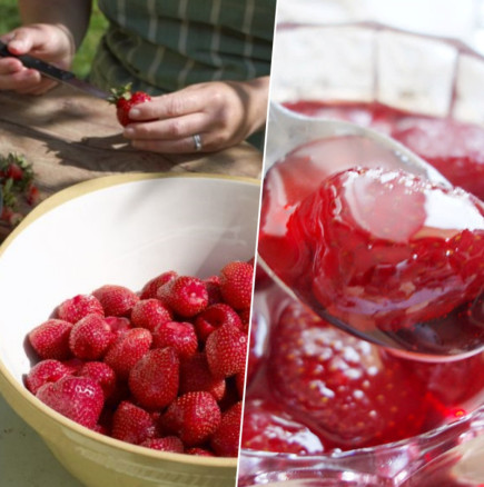 РУБИНЕНО сладко от ягоди по рецепта на Виолета - без грам консерванти, плодовете са цели, а не кашкави.