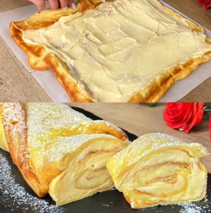 Нова рецепта за руло с много крем - има вкус на еклер, а е много лесно: 