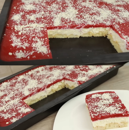 Бишкотен сладкиш със сладоледен крем - има вкус на кекс с топка сладолед! Гарнирам с ягоди и не спираме да го ядем цяло лято: