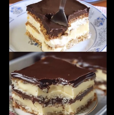 Идеална за неканени гости - Еклерова торта без печене! Вълшебно кремообразна и вкусна: