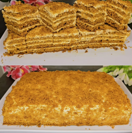 Прочутата Руска медена торта в нов, още по-лесен вариант - само 12 минути печене и може да я нападате!