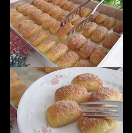 Парени курабии с грис и кокос - изпиват целия сладък сироп и после се топят в устата!