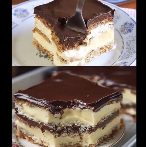 Идеална за неканени гости - Еклерова торта без печене! Вълшебно кремообразна и вкусна: