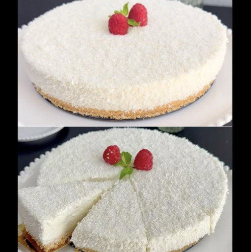 Снежен чийзкейк с кокос - неземно кремообразен и вкусен! БЕЗ яйца, БЕЗ желатин, БЕЗ печене: