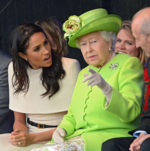 „Тя хвърли вестник и изплаши персонала!“ Меган разгневи кралицата два пъти - с рокля за 68 300 евро, а след това с болезнен удар