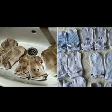 Изсипвам 2 съставки във вряла вода и кисна чорапите за 1 нощ - на сутринта са снежнобели и светят като нови!