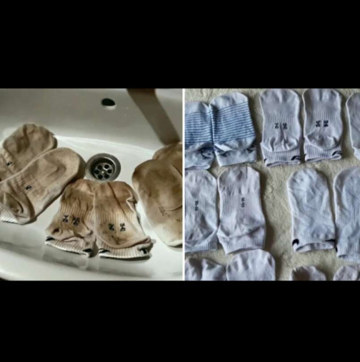 Изсипвам 2 съставки във вряла вода и кисна чорапите за 1 нощ - на сутринта са снежнобели и светят като нови!