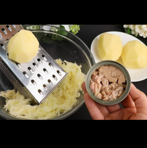 Само 1 консерва риба тон и 3 КАРТОФА: 10 минути и имате пълна купа вкусни кюфтета на масата