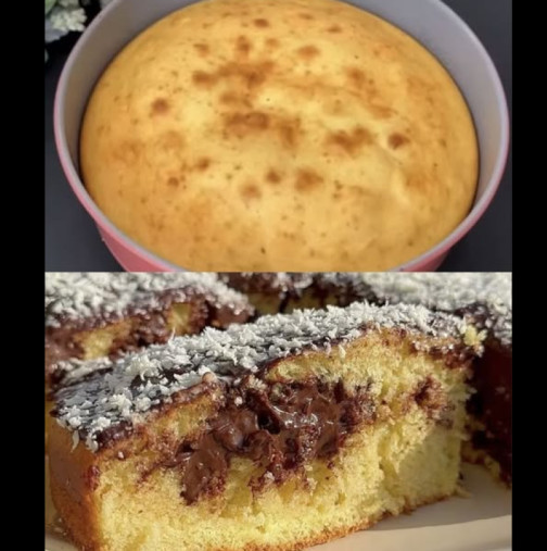 Изглежда като обикновен кекс, а вътре е пълен с шоколадов крем! Фантастичен сладкиш, наистина се топи в устата: