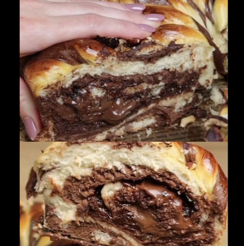 Когато я стиснеш, отвътре потича шоколад! Мека, ароматна, просто СЪВЪРШЕНА Царска шоколадова погача: