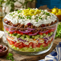 Гръцка салата на пластове - слой след слой вкусотии, земеня обяд и вечеря! Всичко най-вкусно в една купа: