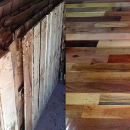 Ето как това семейство си направи прекрасен дървен под от стари палети