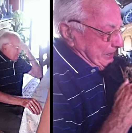 Вижте как реагира възрастен мъж, изгубил съпругата си, когато му подаряват малък любимец! 