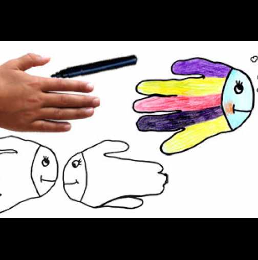 Как да нарисуваме животни с помощта на детска ръка