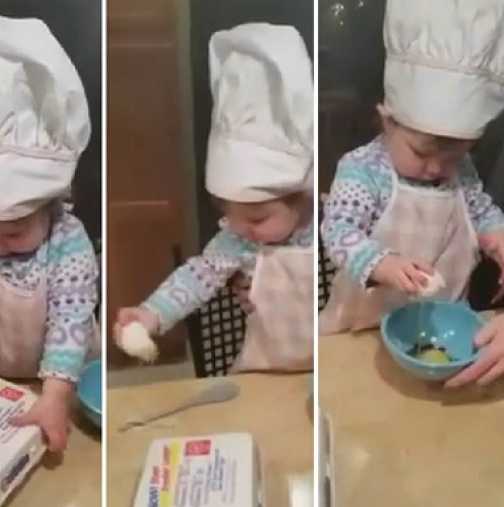 Удивителен урок по готвене от най-малката готвачка на 1 година!