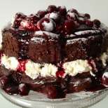 Шоколадова торта без брашно с кестени и вишни