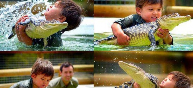 3-годишно момче лови алигатор-Видео
