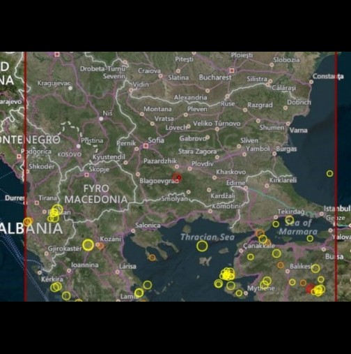 Земетресение на 130 км от София