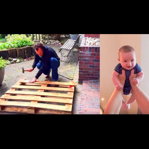 Баща взел дървени палети, а това, което направил за своето мъничко момче е фантастично! (Видео)
