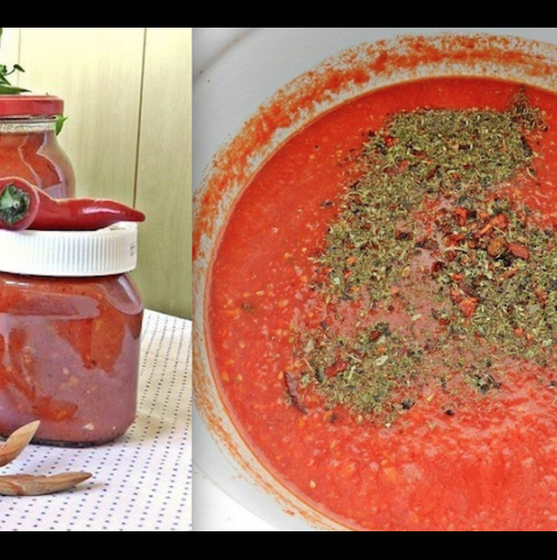 Руска лютеница "доматена наслада"-Рецепта с витамини за цяла година