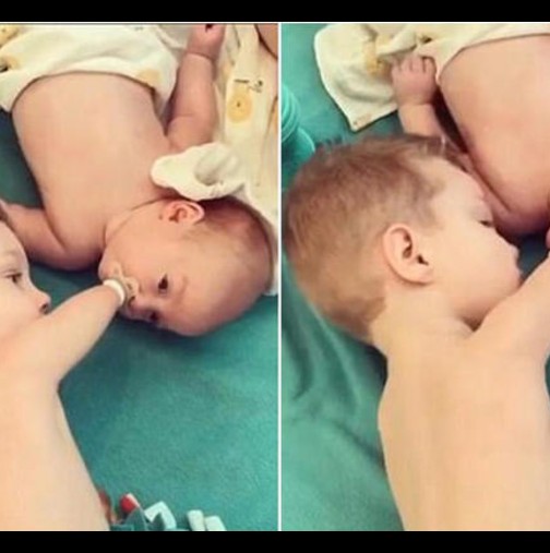 Потресаващо: Детенце без ръце лежеше срещу своето разплакано братче и направи нещо невероятно