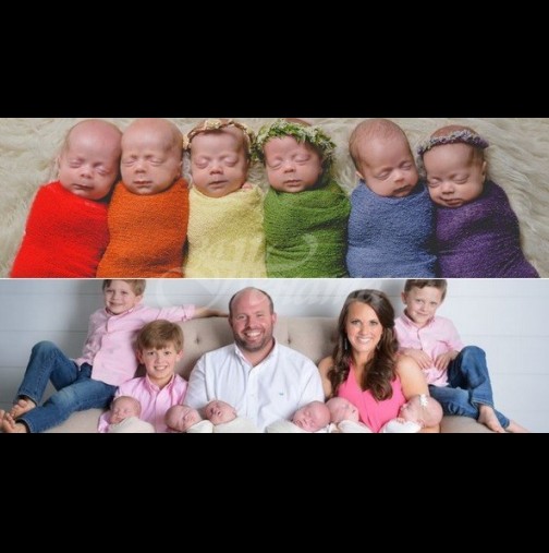 Те имат 9 деца: Запознайте се с бебета-чудо, шестзнаци и първата им фотосесия (Снимки)