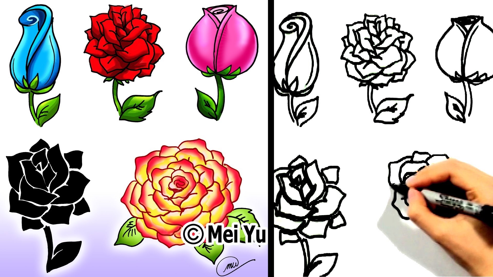 Как се рисува роза -5 начина за 4 минути