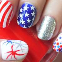 Американското знаме, маникюр за къси нокти